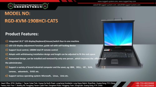 RGD-KVM-1908HCI-CAT5 Key Technology Rugged KVM switch