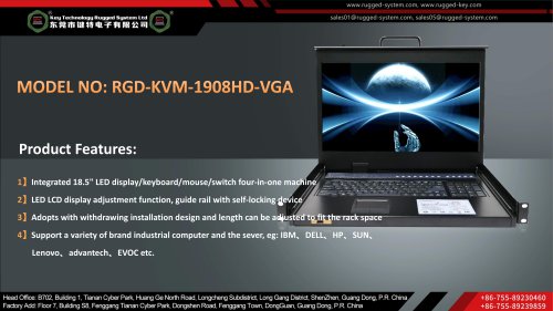 RGD-KVM-1908HD-VGA Key Technology Rugged KVM switch