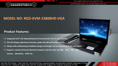RGD-KVM-23808HD-VGA Key Technology Rugged KVM switch