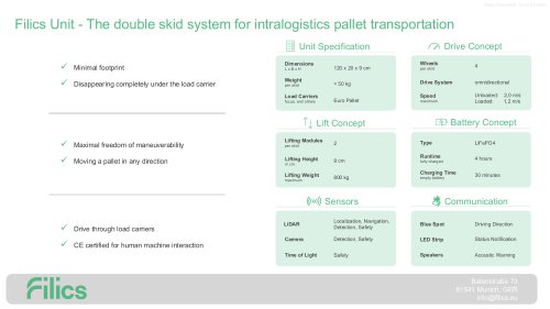 Filics Unit - The double skid system for intralogistics pallet transportation