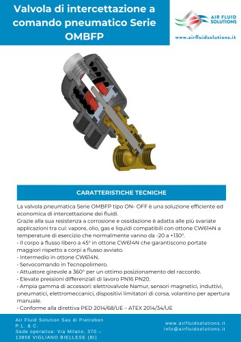Valvola di intercettazione a comando pneumatico Serie OMBFP