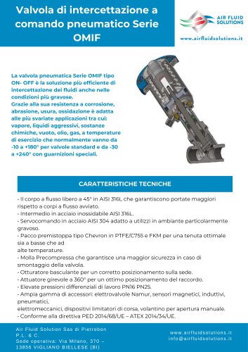 Valvola di intercettazione a comando pneumatico Serie OMIF