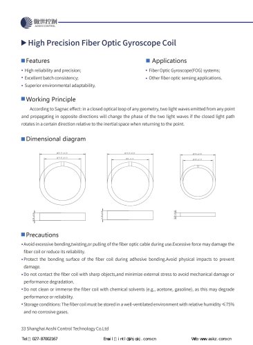 High Precision Fiber Optic Gyroscope Coil