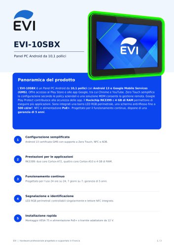 EVI-10SBX - Tablet Android da 10,1″ con GMS, PoE+ e garanzia di 5 anni