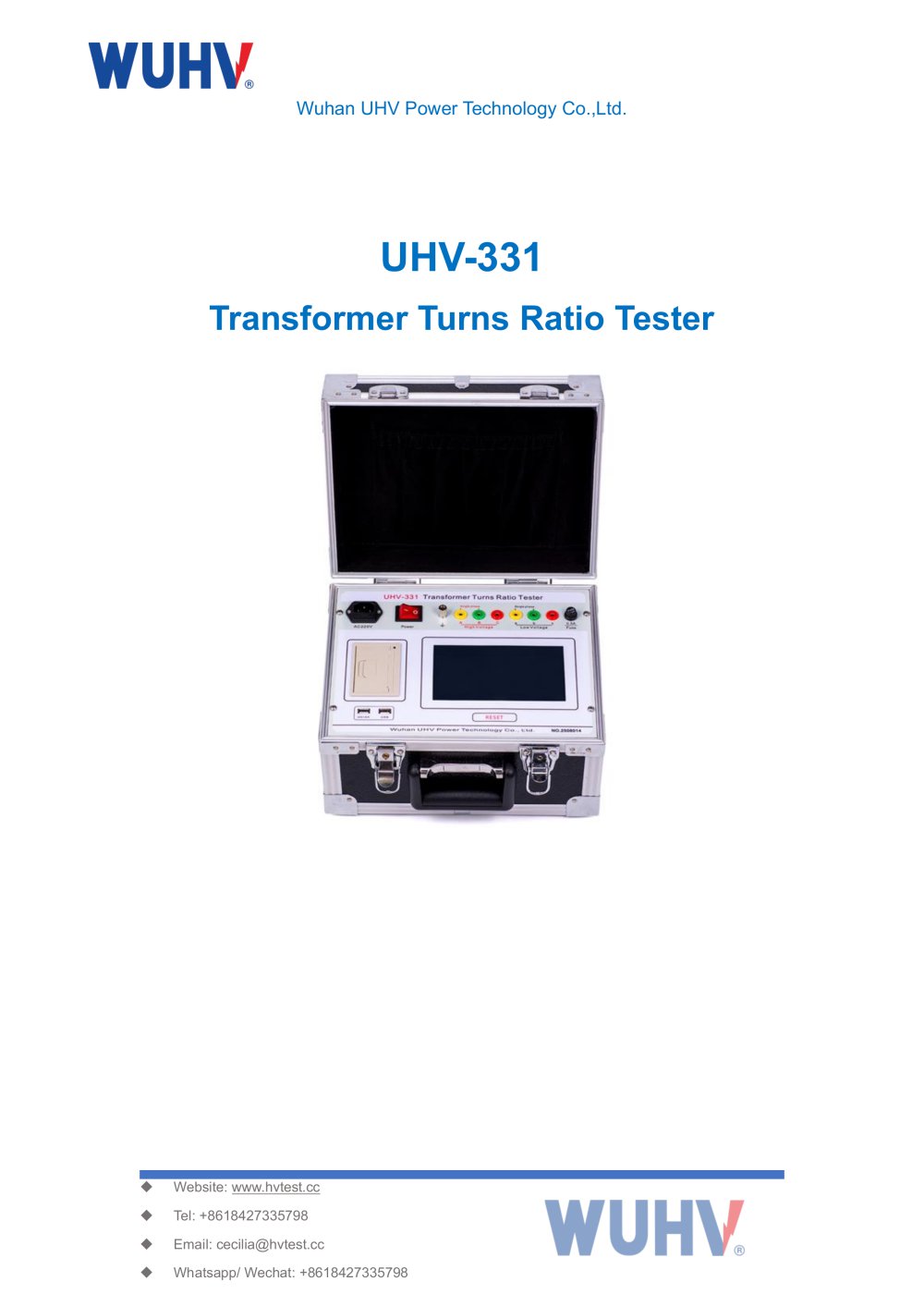 UHV-331 Transformer TTR Tester-Catalog - Wuhan UHV Power Technology Co.,Ltd.
