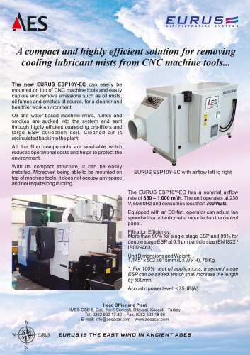 THE EURUS ESP10Y-EC COMPACT OIL MIST FILTER