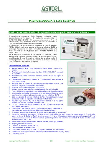 Catalogo Astori Tecnica 2025/26   346   Prodotti e strumenti di qualit&agrave; per il laboratorio  MICROBIOLOGIA E   LIFE SCIENCE