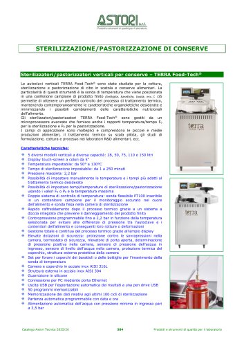 Catalogo Astori Tecnica 2025/26   584   Prodotti e strumenti di qualit&agrave; per il laboratorio  STERILIZZAZIONE/PASTORIZZAZIONE DI CONSERVE