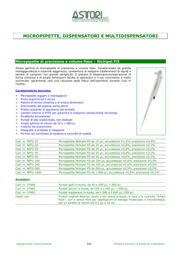 MICROPIPETTE, DISPENSATORI E   MULTIDISPENSATORI