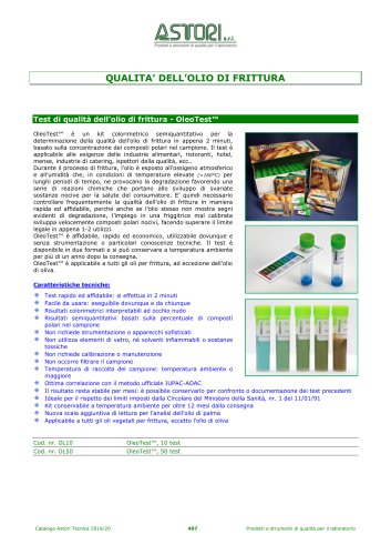 QUALITA&rsquo; DELL&rsquo;OLIO DI FRITTURA