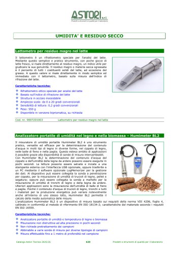 UMIDITA&rsquo;   E RESIDUO SECCO