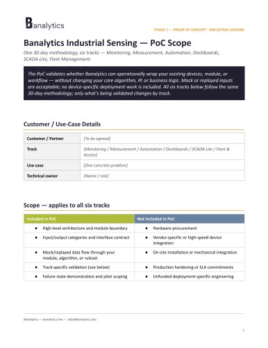 Banalytics Industrial Sensing PoC Scope