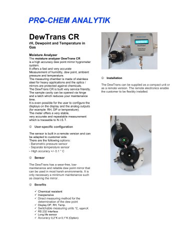 Product data sheet DewTrans CR