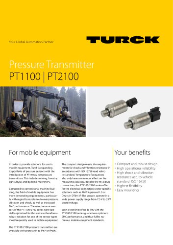 Pressure Transmitter PT1100 | PT2100