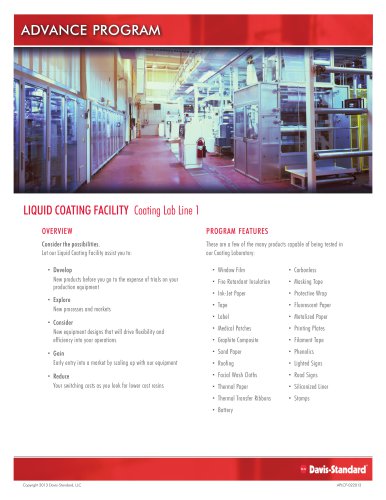 Liquid Coating Facility, Coating Lab Line 1