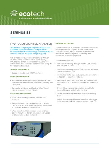 Serinus 55 Hydrogen Sulfide (H2S) Analyzer