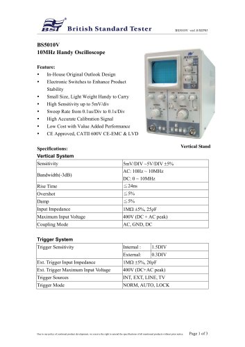 BS5010V 10MHz Handy Oscilloscope