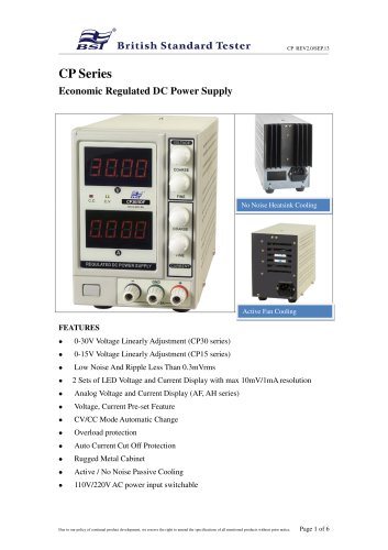 CP SERIES - ECONOMIC REGULATED DC POWER SUPPLY