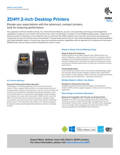 ZD411 2-inch Desktop Printers