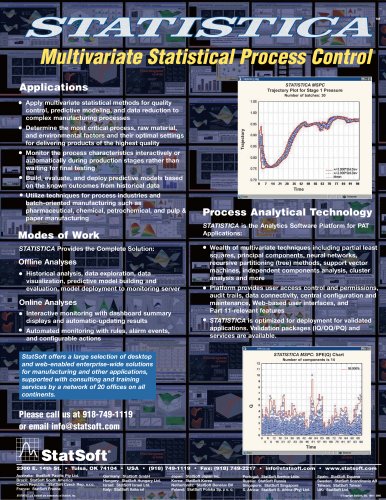 STATISTICA Multivariate Statistical Process Control (MSPC)