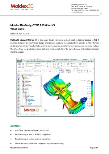 Moldex3D eDesignSYNC R13.0 for NX