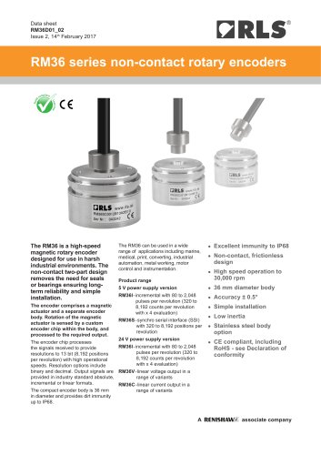 RM36 series non-contact rotary encoders