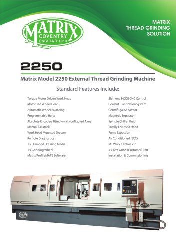 Matrix Model 2250 External Thread Grinding Machine