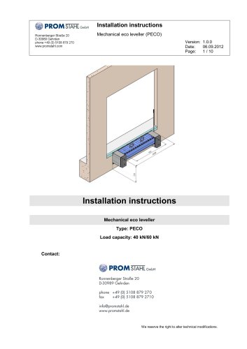 Mechanical leveler PECO - Installation instructions