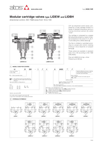 Modular cartridge valves type LIDEW, LIDBH