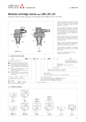 Modular cartridge valves type LIM, LIR, LIC