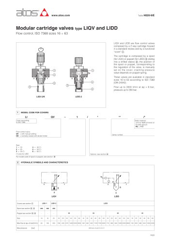 Modular cartridge valves type LIQV and LIDD