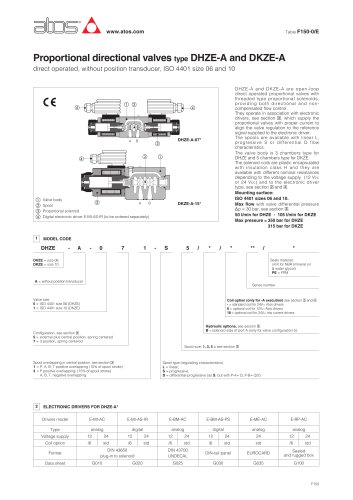 Proportional directional valves type DHZE-A and DKZE-A