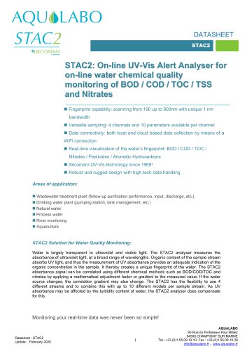 UV Online Analyzer for COD BOD TOC TSS NO3 STAC2