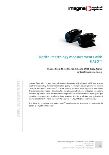 Optical metrology measurements with HASOTM - VIS NIR optical metrology Application Notes