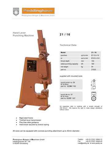 Hand Lever Punching Machines - 21 / 16