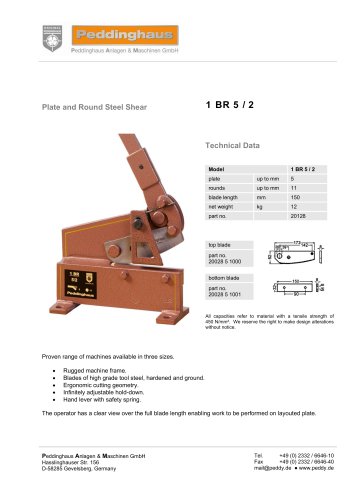 Plate and Round Steel Shears - 1 BR 5 / 2