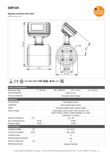 Data Sheet: Magnetic-inductive flow meter