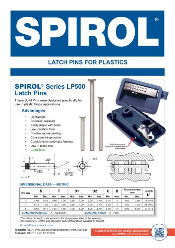 Latch Pins for Plastics