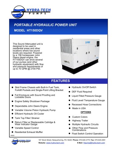 PORTABLE HYDRAULIC POWER UNIT MODEL HT150DQV