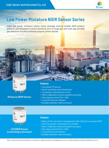 Cubic-Low Power Miniature NDIR Gas Sensor Series