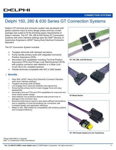 Delphi 150, 280 & 630 Series GT Connection Systems