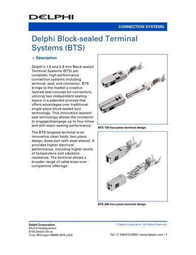 Delphi Block-sealed Terminal Systems (BTS)