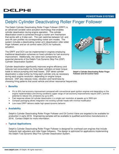 Delphi Cylinder Deactivating Roller Finger Follower