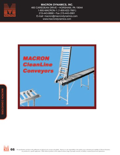 MACRON CLEANLINE CONVEYORS