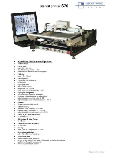 S70 autodrive vision stencil printer