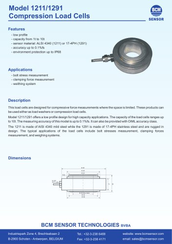 1211/1291 Cylindrical Compression Load Cells