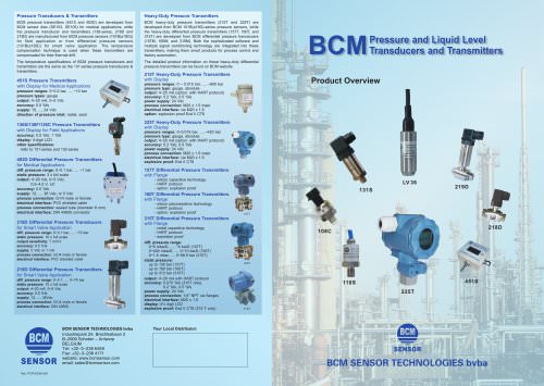 BCM Pressure and Liquid Level Transducers and Transmitters