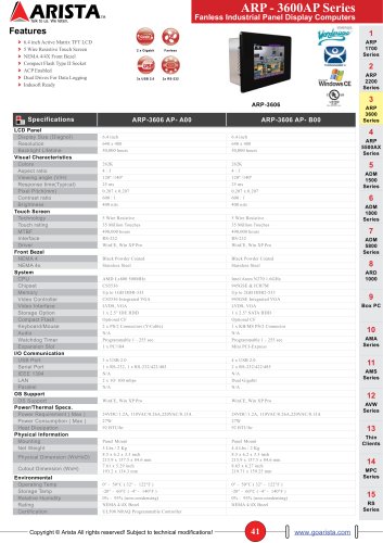 ARP 3600 Series - WinCE Based HMI's - Industrial Touch Panel Computers