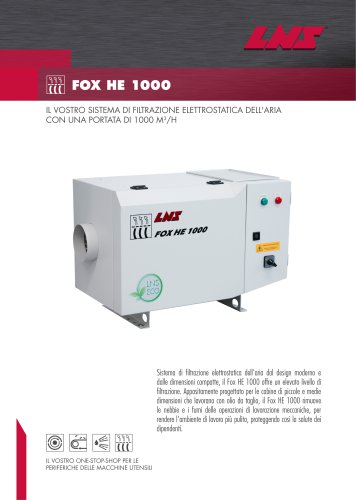 Depuratore di nebbie d'olio elettrostatico Fox HE 1000 Brochure IT