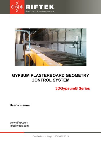 Gypsum plasterboard geometry control system 3DGypsumB Series Manual